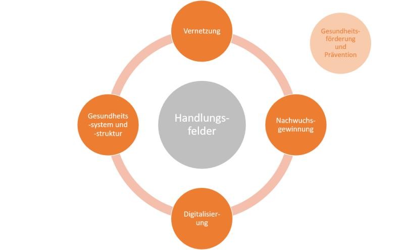 Gesundheitsförderung und Prävention Handlungsfelder Gesundheitsförderung und Prävention Handlungsfelder - eine Infografik mit den vier genannten Handlungsfeldern