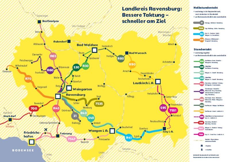 Grafik des Landkreises mit Buslinien