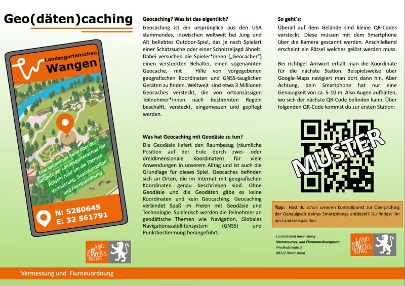 Flugblatt zum Geodäten-Caching. Text im Bild ist oben bereits textlich wiedergegeben..