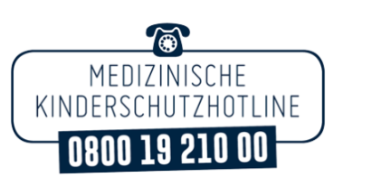 Text im Bild: Medizinische Kinderschutzhotline 0800 19 210 00